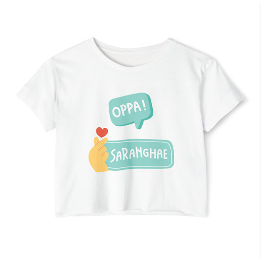 Oppa I Love You Cropped Top