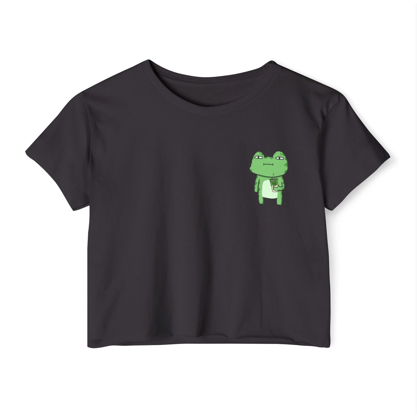 Crop Top Tee - Cute Matcha Tired Froggy Design